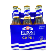 Pack de 6 bières Peroni Nastro Azzurro Stile Capri 33cl - Emballage de 6 bouteilles de 33cl de la bière italienne Peroni Nastro Azzurro, Stile Capri.