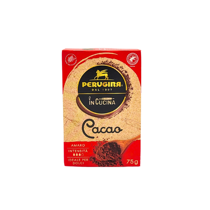 Face avant du cacao Perugina In Cucina 75g avec logo et description.