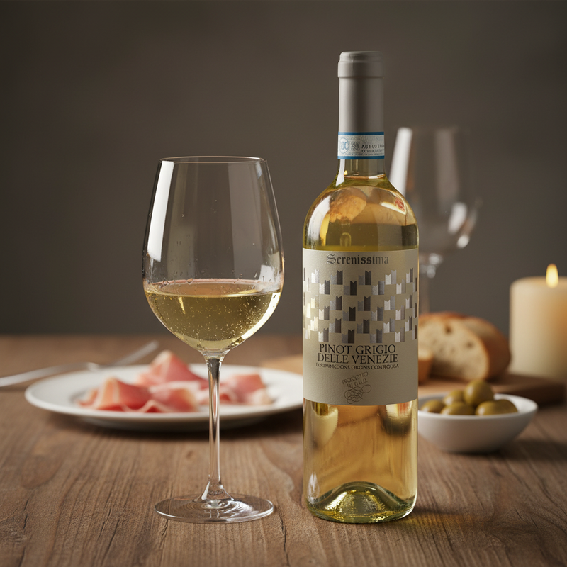 Pinot Grigio delle Venezie Serenissima - Vin Blanc Sec Italien (75 cl) - en situation d'usage