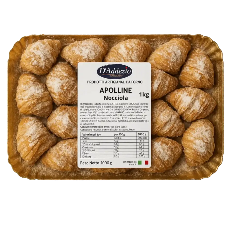 Plateau de sfogliatelle mignon à la crème de noisette D’Addezio, pâtisserie italienne artisanale 1 kg