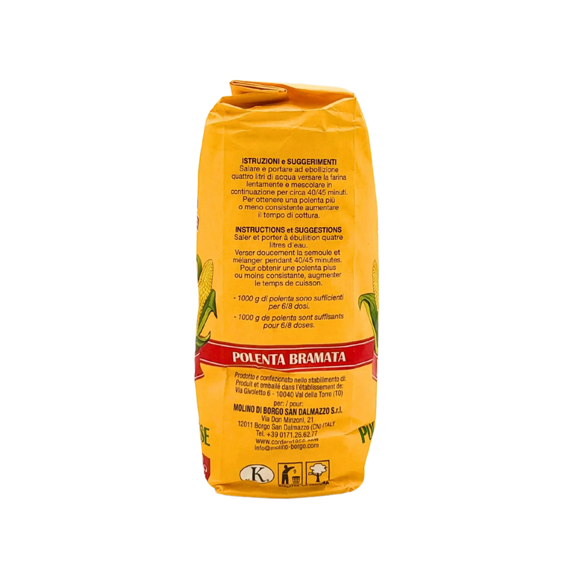 Ingrédients de la polenta bramata Molino Borgo 1kg - semoule de maïs d'origine Italie