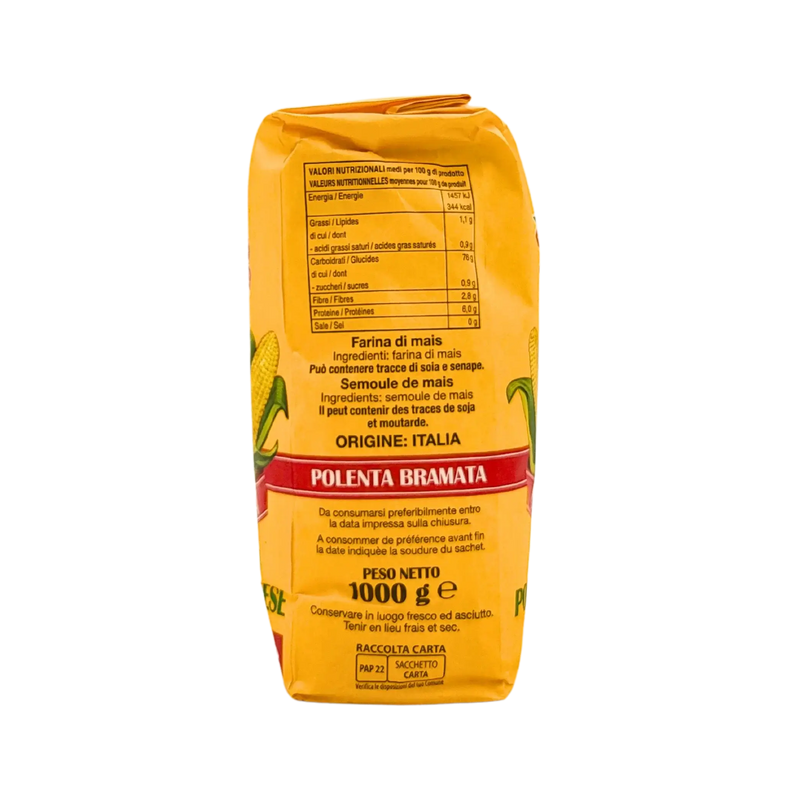 Valeurs nutritionnelles de la polenta bramata Molino Borgo 1kg - farine de maïs pour recettes italiennes