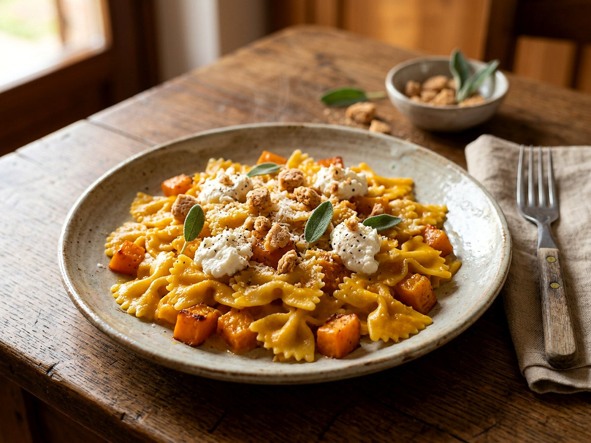 Farfalle au potiron, ricotta, sauge et amaretti