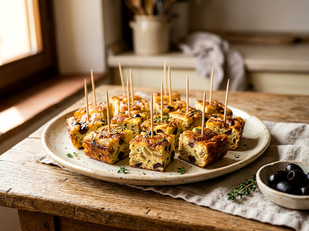 Frittata aux oignons fondants et olives taggiasche