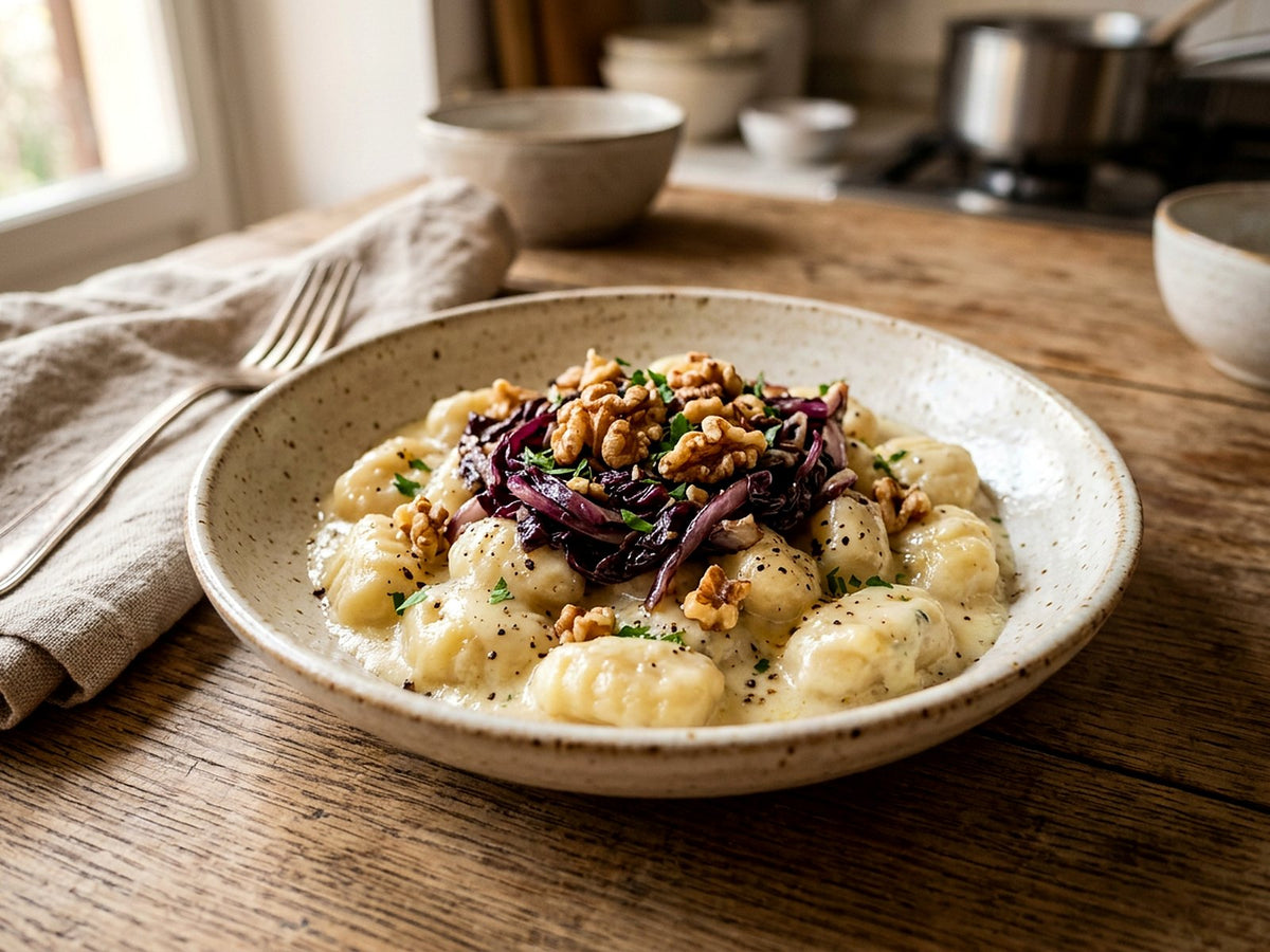 Gnocchi au gorgonzola, radicchio et noix