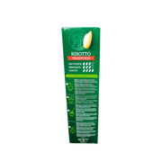Vue latérale du Riz Risotto Tradition Gallo BIO 500g montrant les informations sur la qualité, la texture et les instructions de cuisson.