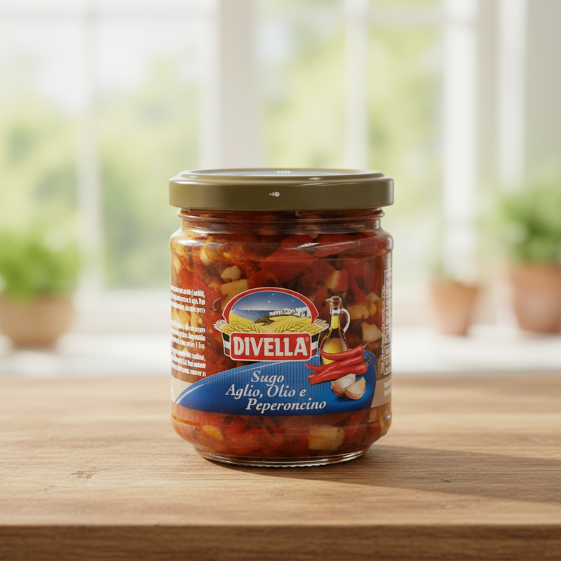 Sauce à l’ail Huile Piment Divella - Aglio Olio e Peperoncino (190 g)