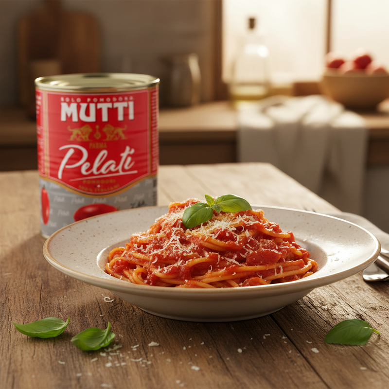 Tomates Pelées Mutti - 100 % Italiennes (800 g) - en situation d'usage