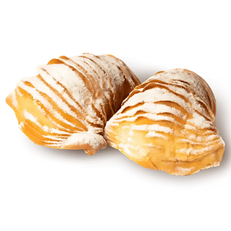 Sfogliatelle mignon italiennes fourrées à la crème de noisette, pâtisserie feuilletée artisanale napolitaine