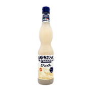 Vue avant de la bouteille de sirop d’orgeat Fabbri 560ml, un produit italien traditionnel au design élégant, parfait pour des boissons et desserts gourmands.