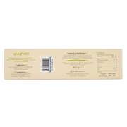 Pâtes spaghetti sans gluten Vivi Bene 400g, informations détaillées au dos du paquet