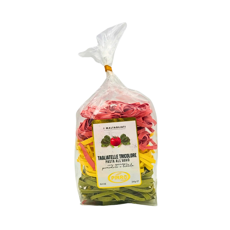 Tagliatelle tricolore 500g face avant - pâtes artisanales Pirro aux œufs et légumes italiens