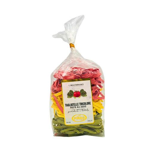 Tagliatelle tricolore 500g face avant - pâtes artisanales Pirro aux œufs et légumes italiens