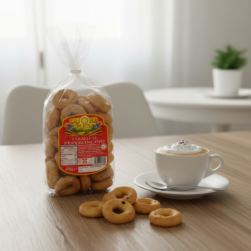 Taralli au Piment Cuore di Puglia – Biscuit salé italien (400 g) - en situation d'usage