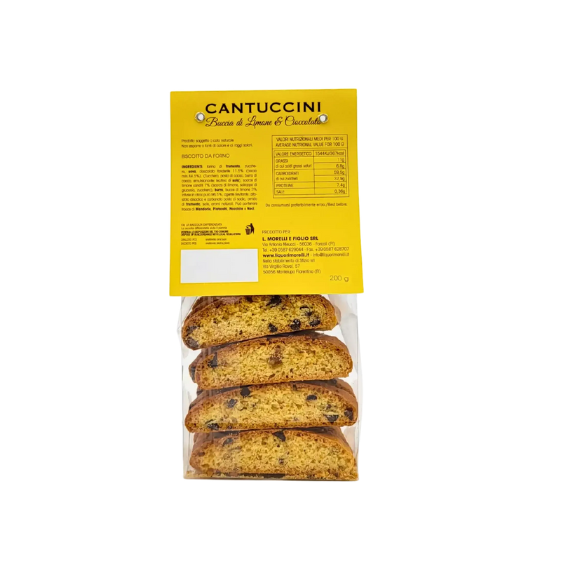 Cantucci Morelli Écorce de Citron et Chocolat Noir - Vue arrière des biscuits, montrant la texture croquante et l'authenticité italienne