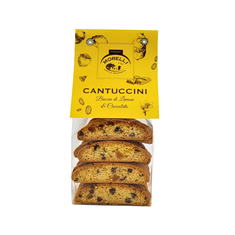 Cantucci Morelli Écorce de Citron et Chocolat Noir - Biscuits artisanaux avec amandes, chocolat noir et écorce de citron