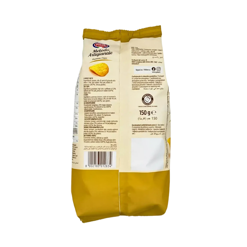 Chips Artisanales Classiques PATA - Vue arrière du paquet (150g)