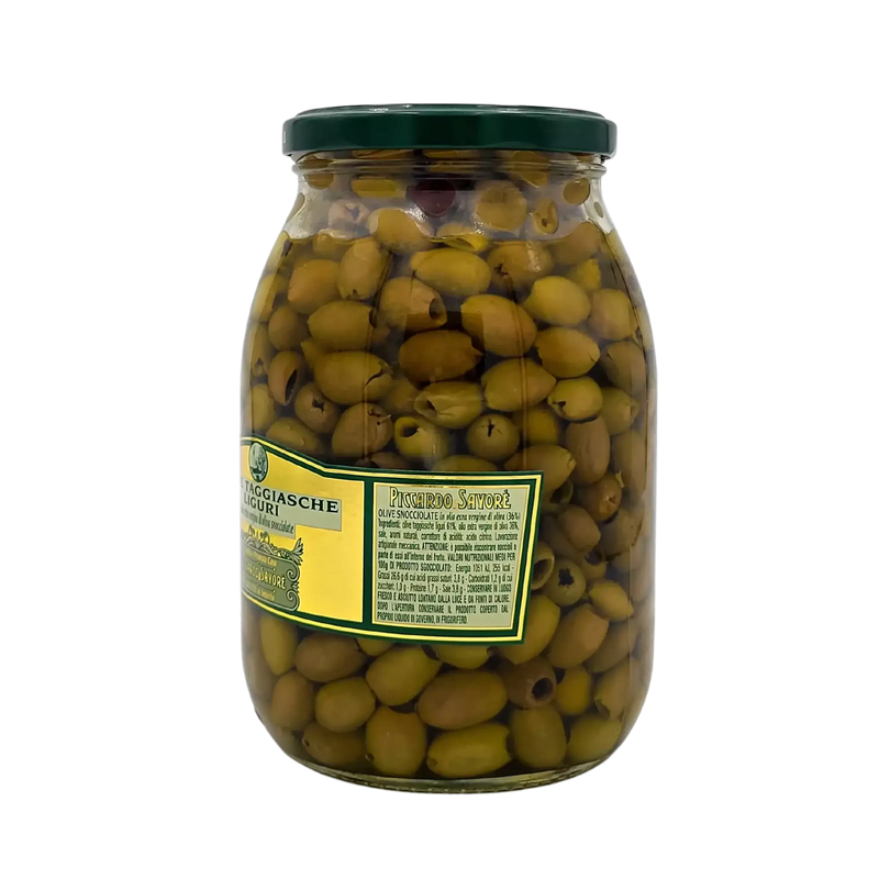 Bocal d'olives Taggiasche Piccardo, 1kg, marinées dans de l'huile d'olive vierge extra, authentique antipasti italien.