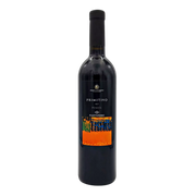 Bouteille de vin rouge Primitivo Puglia IGT Piantaferro de 75cl avec étiquette colorée.
