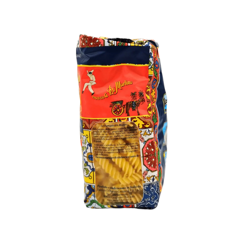 Paquet de tortiglioni Di Martino Dolce & Gabbana, 500g, Pasta di Gragnano IGP, emballage coloré et artisanal.