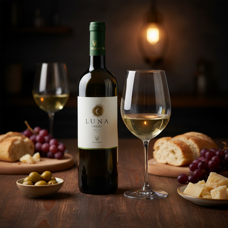 Vin Blanc Sicilien Luna Vaccaro Grillo – Sicilia DOC (75 cl) — en situation