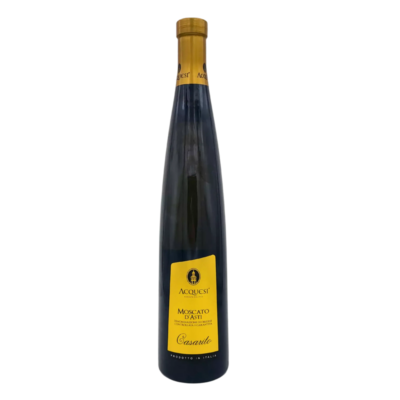 Bouteille de Moscato d’Asti Casarito Acquesi 75 cl, vin pétillant italien doux aux notes florales et fruitées.