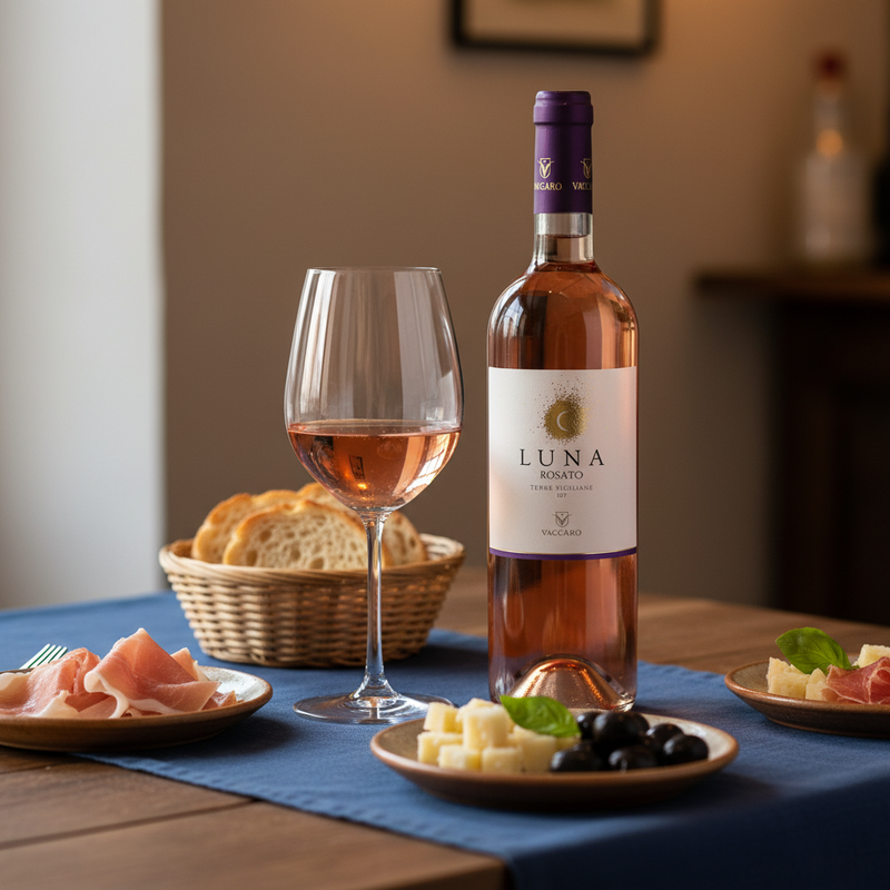 Vin Rosé Luna Rosato Vaccaro – Fruité aux Baies (75 cl) — en situation