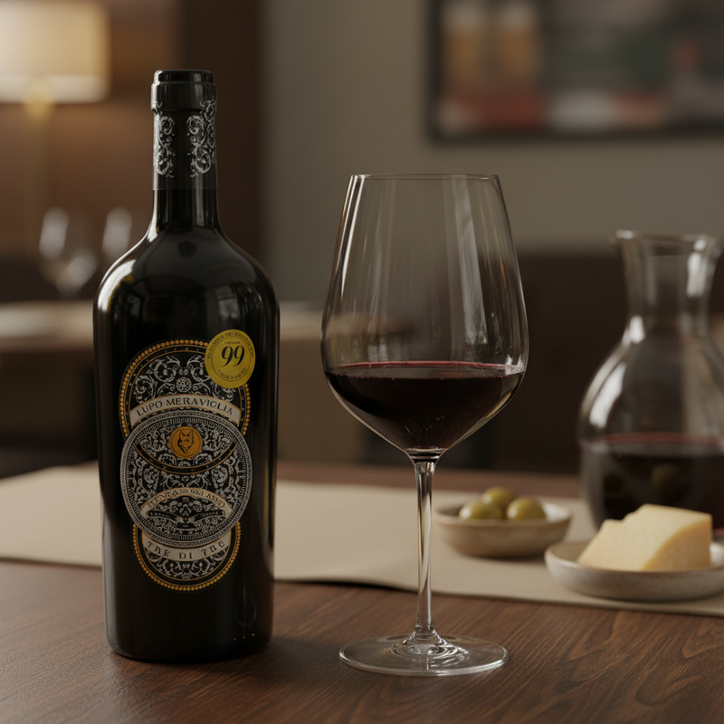 Vin rouge italien Lupo Meraviglio 75cl Pouilles - en situation d'usage
