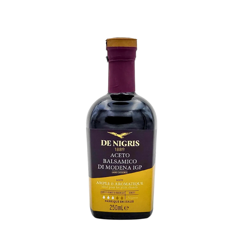 Vinaigre balsamique de Modène IGP De Nigris 250ml – goût ample et aromatique, sans caramel, parfait pour les plats chauds