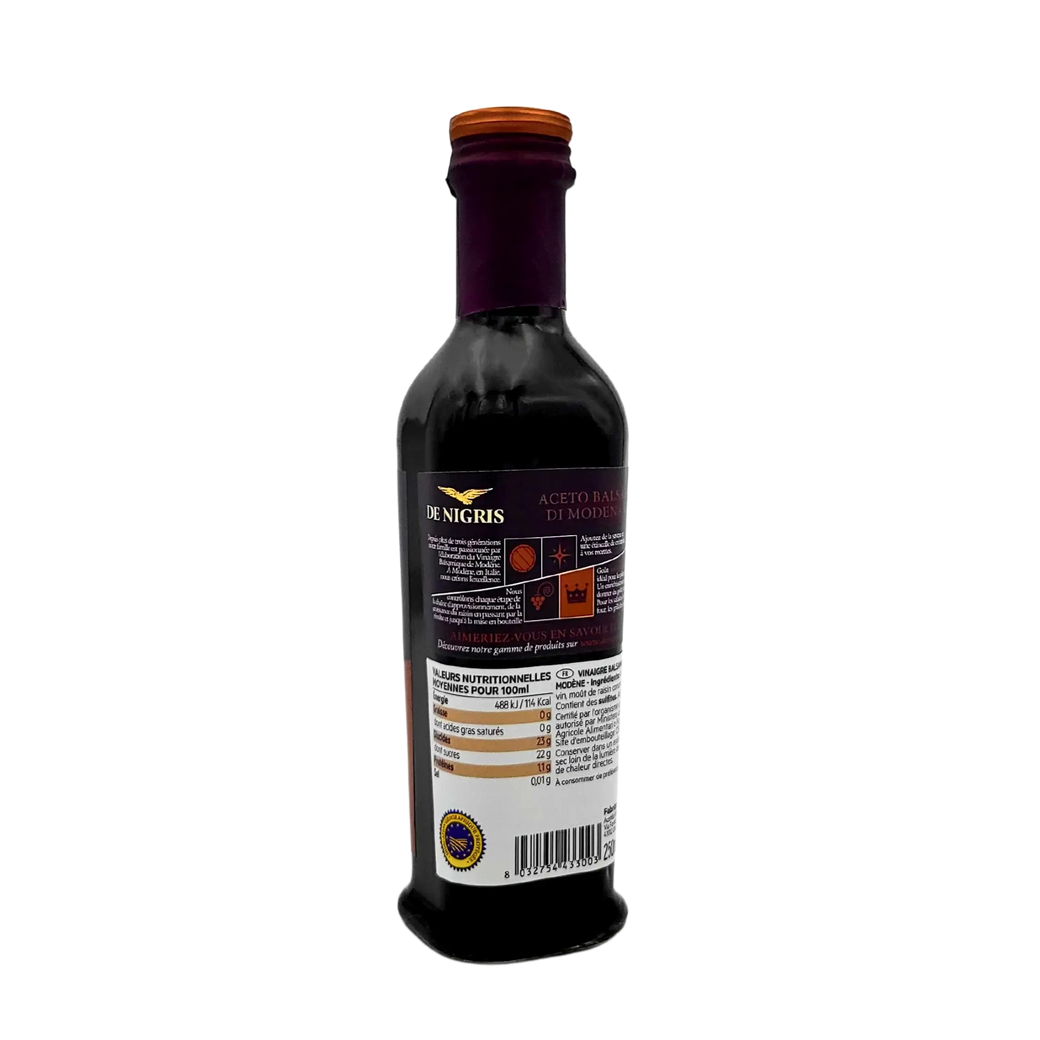 Zutaten des Balsamico-Essigs aus Modena IGP De Nigris 1889, 250ml