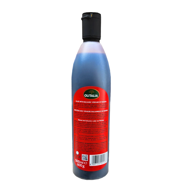 Bouteille de vinaigre balsamique Olitalia Classic 500ml - Face arrière avec informations nutritionnelles