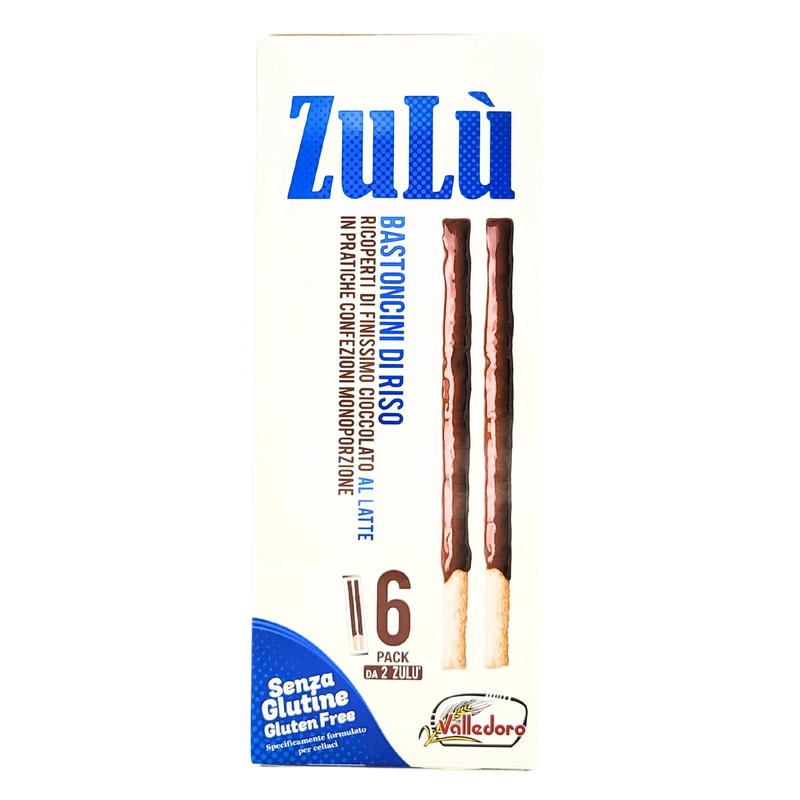 Boîte de biscuit sans gluten Zulu Bastoncini di Riso au chocolat au lait, 140g