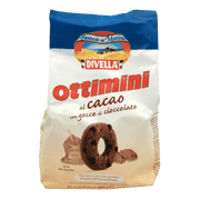 Paquet de 400 g de cookie chocolat Divella Ottimini, avec cacao et pépites de chocolat – un délicieux cookie chocolat italien.