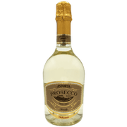 Prosecco Doc Treviso Millesimato Astoria en gros plan - Bouteille élégante avec étiquette dorée