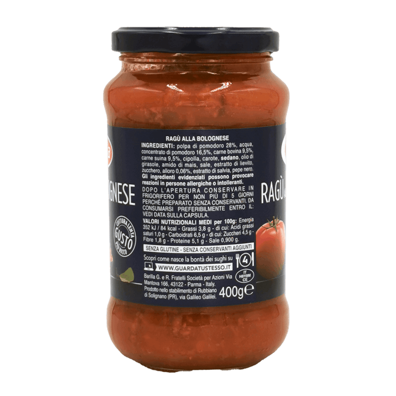 Bolognaise Barilla 400g – pot en verre avec sauce tomate et viande de bœuf et porc