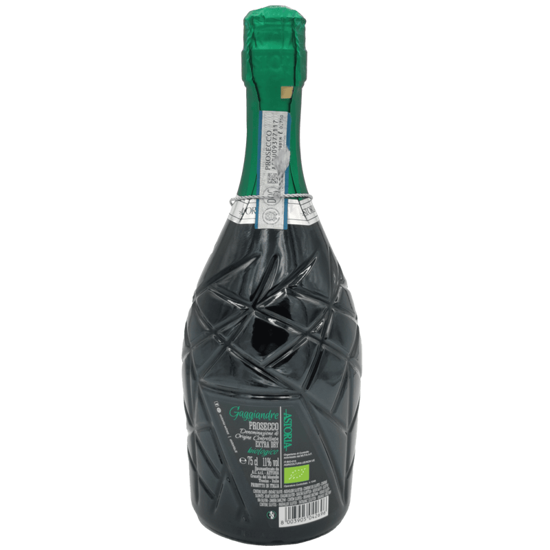 Prosecco Extra Dry Gaggiandre Astoria Bio 75cl – Détail de la bouteille et étiquette bio