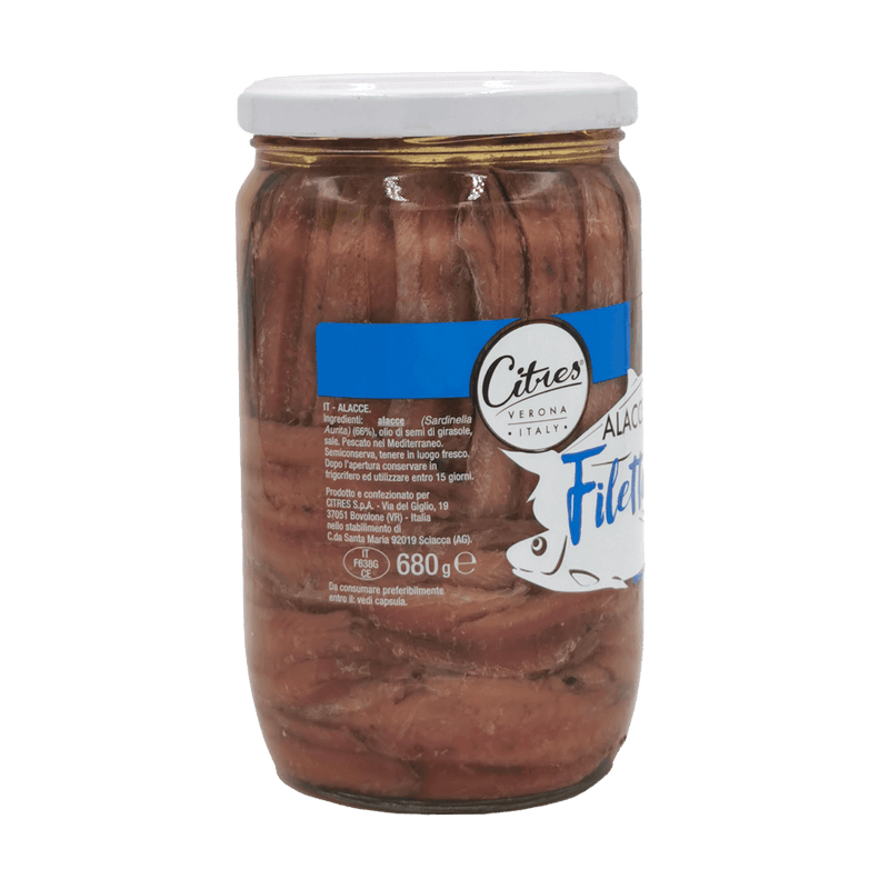 Bocal de filets d’anchois à l’huile Citres 680g, spécialité méditerranéenne de haute qualité.