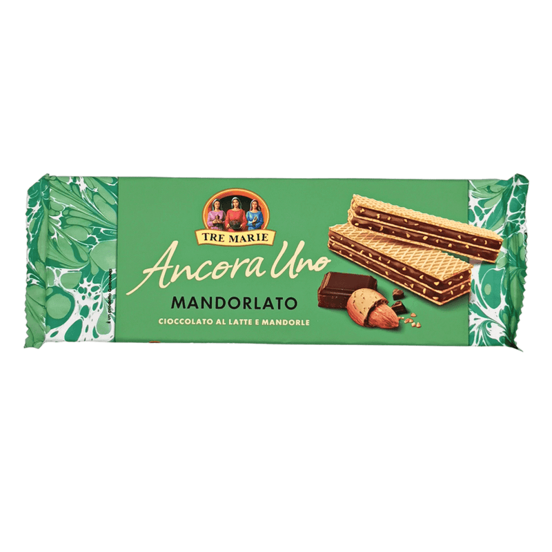 Gaufrette aux amandes Ancora Uno Tre Marie avec crème chocolat au lait et amandes siciliennes, emballage 140g