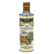 Bouteille d'huile d'olive italienne Bartolini extra vierge 50cl, goût fruité et texture veloutée.
