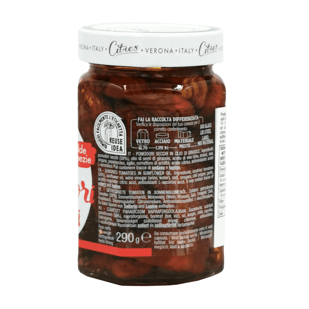 Dried Citres Tomatoes - 100% Italian side view - Seasoning spices and tender texture