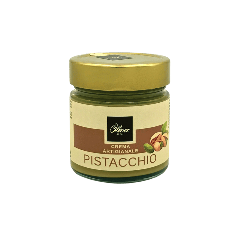 Pâte à tartiner pistache Oliva 250g, crème sicilienne, pot de pâte verte avec couvercle doré