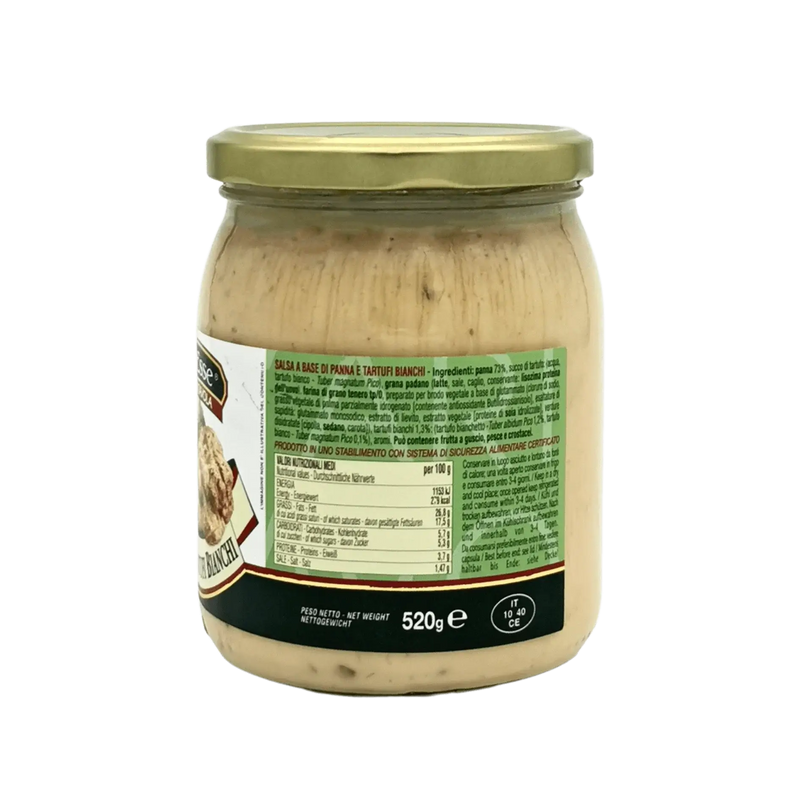 Bocal de crème de truffe blanche ElleEsse 520 g, condiment gourmand qui apporte une touche d’élégance à vos recettes italiennes.