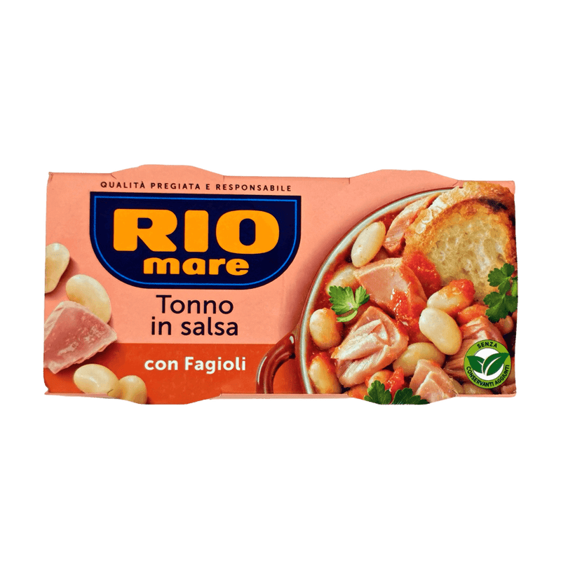 Thon en Sauce aux Haricots Rio Mare 320g en gros plan - Thon et haricots dans une sauce tomate