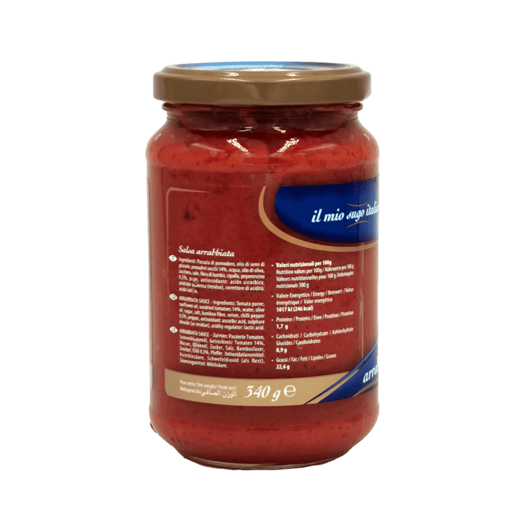 Arrabbiata-Sauce Divella Etikett Rückseite Nährwertinformationen