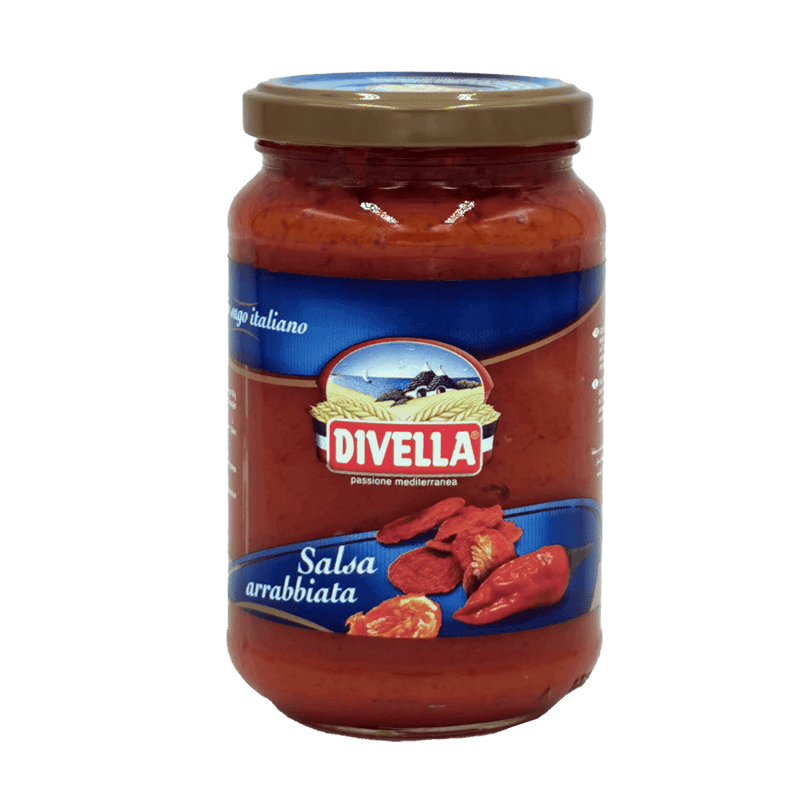 sauce arrabbiata divella pot verre 340g face avant avec étiquette rouge