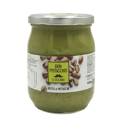 Pesto de Pistache Sicilienne Il Siciliano en gros plan – pot 560g vue avant
