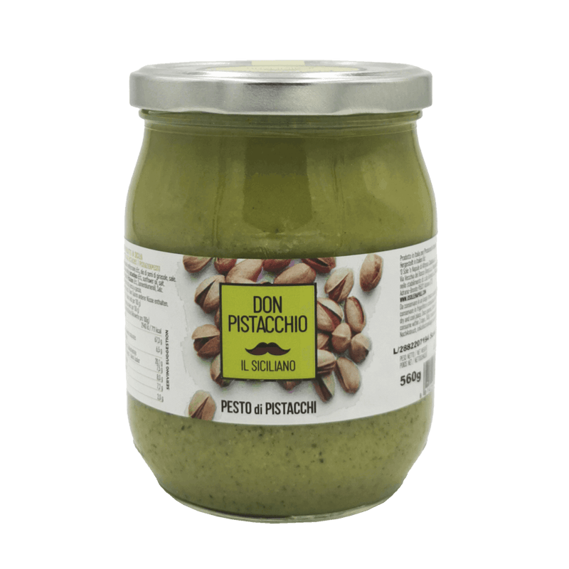 Pesto de Pistache Sicilienne Il Siciliano en gros plan – pot 560g vue avant