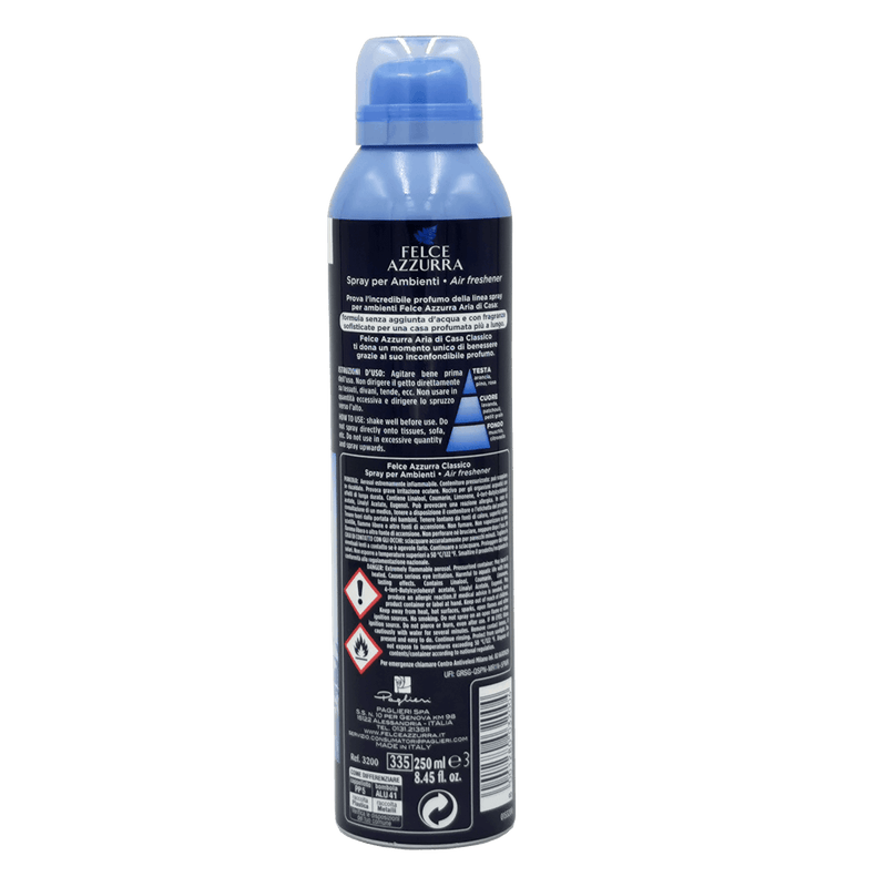 Désodorisant Maison Felce Azzurra 250ml Classique avec parfum d'orange, pin et lavande pour une maison raffinée.