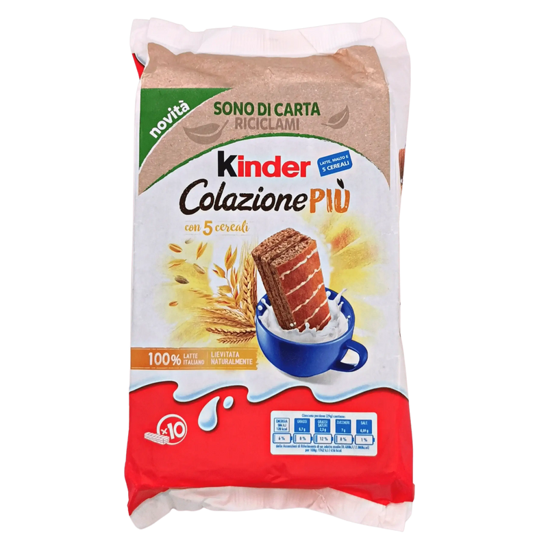 Collation Cacao Kinder 290 g, mélange gourmand de cinq céréales et de cacao, parfait pour une pause sucrée.