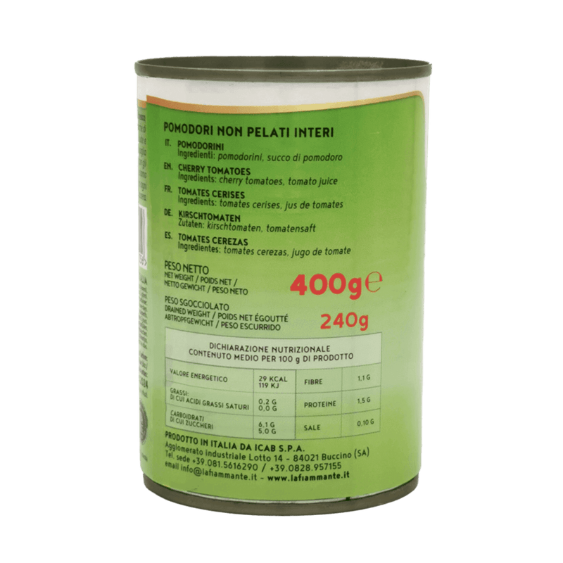 Tomates cerises LaFiammante Il Pomodorino – aperçu du tableau nutritionnel sur l’emballage